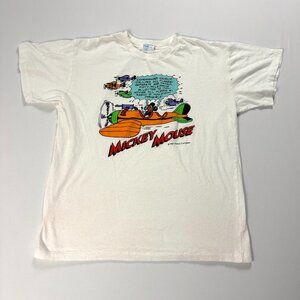 Vintage Disney Mickey Mouse x Sega T Shirt White Small 1996 Plane 90s Rare